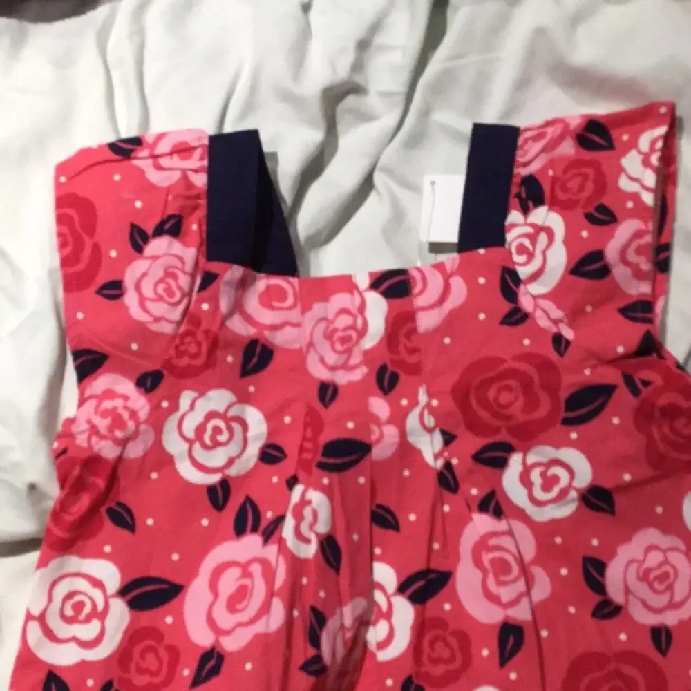 Gymboree 4t coral pink navy rose dress NWT